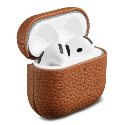 Afbeelding van Accezz Echt lederen case Hoesje geschikt voor AirPods 4 Cognac