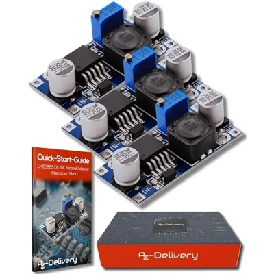 Afbeelding van AZDelivery 3 x LM2596S DC Voeding Adapter Step Down Module compatibel met Arduino inclusief E Book!