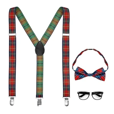 Afbeelding van W WIDMANN MILANO Party Fashion 68551 Verkledingset nerd, bretels, vlinderdas en bril, college, scholieren, schoolmeisjes, carnaval, themafeest