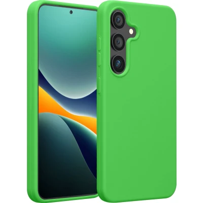 Afbeelding van kwmobile telefoonhoesje geschikt voor Samsung Galaxy S25 Plus Hoesje met siliconen coating Smartphone case in limoengroen