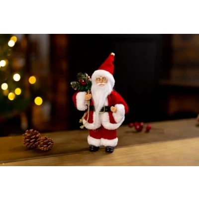 Afbeelding van Marco Paul Interiors Traditionele 40cm Staande Kerstman Kerstversiering Indoor Home Xmas decoraties Feestelijke Figuur Vader Kerst Ornamenten Decor
