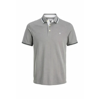 Afbeelding van JACK &amp; JONES Heren poloshirt plus size effen poloshirt, Ultimate Grey, 4XL