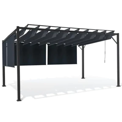 Afbeelding van IDMarket Pergola Deluxe Edition draaibare messen 3 x 4 m en jaloezieën, antracietgrijs