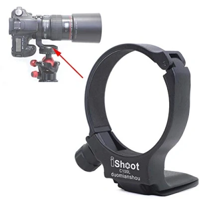 Afbeelding van Statief Mount Ring, iShoot Lens Collar Ondersteuning Compatibel met Canon EF 100mm f/2.8L Macro IS USM (Vervang Ring D), Ingebouwde ARCA Type Camera Quick Release Plaat voor Hoofd