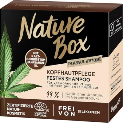 Afbeelding van Nature Box Vaste shampoo hoofdhuidverzorging hennep (85 g), verpakking van 3, 3 x 85 g