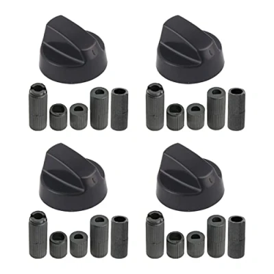 Afbeelding van CAM2 Universele bedieningsknoppen, set van 4, zwarte bedieningsknoppen voor oven, kookplaat, alle soorten ovens, fornuizen en kookplaten, 6 tot 11,5 mm, zwart