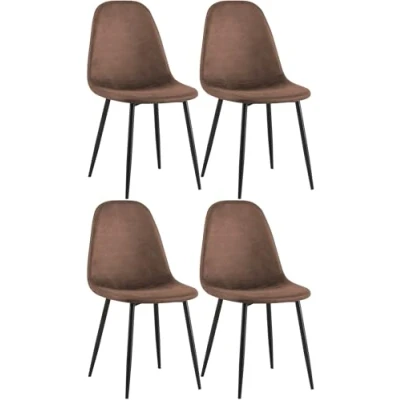 Afbeelding van CLP Napier Set van 4 eetkamerstoelen Zonder armleuning bruin Kunstleer