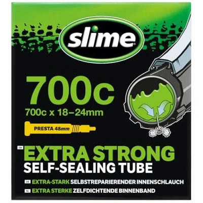 Afbeelding van Slime 30061 Fietsbinnenband met Reparatiemiddel voor Lekke Fietsbanden, Zelfdichtend, Voorkomen en Repareren, Schrader Ventiel, 19/25 622 mm (700x19/25c)