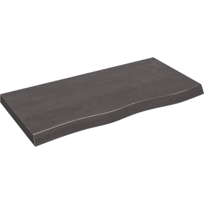 Afbeelding van Wastafelblad 120X30X(2 6) Cm Behandeld Massief Hout Donkerbruin Donkergrijs