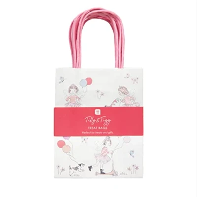 Afbeelding van Talking Tables Tilly &amp; Tigg roze feestmeisjes met handvatten Papieren snoepzakjes voor verjaardagstaart, snoep, geschenken Milieuvriendelijk, recyclebaar, alternatief fee of prinses thema 8