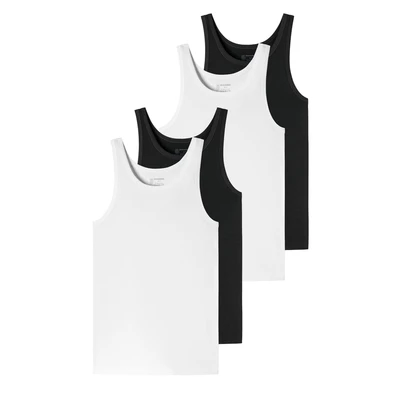 Afbeelding van Schiesser 4PACK Hemd, Heren, Maat: Small, Schwarz weiss