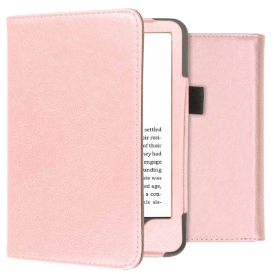 Afbeelding van Amazon Kindle (2022) 11th gen Hoes: iMoshion Vegan Leather Bookcase Rosé Goud Kunstleder E Reader Hoezen