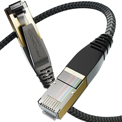 Afbeelding van KabelDirekt Ethernet kabel CAT8 5m internet, patch &amp; netwerkkabel met flexibele gevlochten ontwerp dat breukbestendig is ultra snelle bit nelheden van 40 Gbps (CAT8.1, voor gaming/PS5/Xbox)