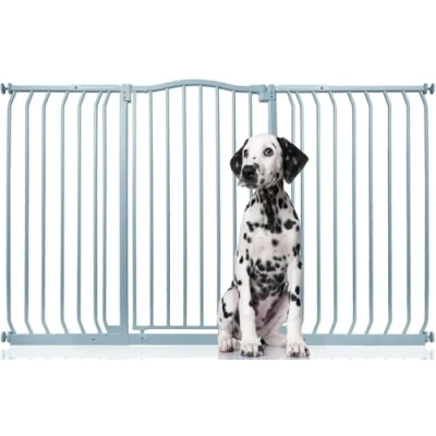 Afbeelding van Bettacare Extra Hoge Hondenhekje met Gebogen Bovenkant, 152cm 161cm, Mat Grijs, Hoog 100cm in Hoogte, Drukfit Hekje voor Hond en Puppy, Huisdieren Honden, Eenvoudige Installatie
