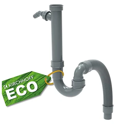 Afbeelding van Kirchhoff ECO SAVE Kunststof flexibele spoelbak buisvormige sifon, grijs, 3/4&quot; x 1 1/2&quot; mondstuk 40/50 mm, met apparaataansluiting 98836549