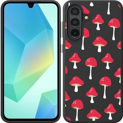 Afbeelding van Cazy Hoesje Zwart geschikt voor Galaxy A36/A56 Paddenstoelen