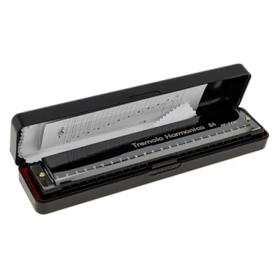 Afbeelding van OriGlam Harmonica sleutel C 24 gaten, professionele tremolo mondharmonica, performance mondharmonica voor volwassenen, kinderen, beginners met harde hoes en doek