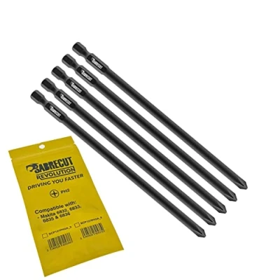 Afbeelding van 5 x SabreCut SC127PH2A_5 127mm PH2 Compatibel met Makita 6832 6833 6835 6836 DWD P 66254 Autofeed Collated Gipsplaten Schroevendraaier Gun Bit Single Ended Phillips No.2 Heavy Duty