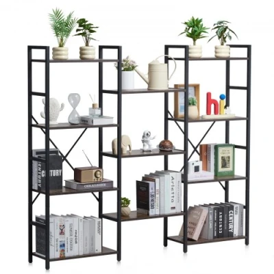 Afbeelding van VEVOR Rustieke Boekenkast Staande Plank Opbergrek Metaal 11 Niveaus 158x26x139cm