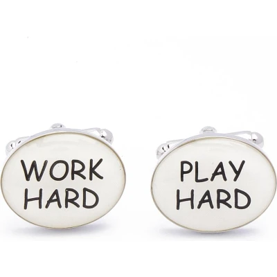 Afbeelding van Manchetknopen Work Hard Play Tekst