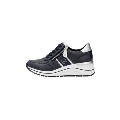 Afbeelding van Remonte Dames Low Top Sneaker D0T04, vrouwen lage schoenen, losse inlegzool, Blauwe combi 14, 38 EU Breed