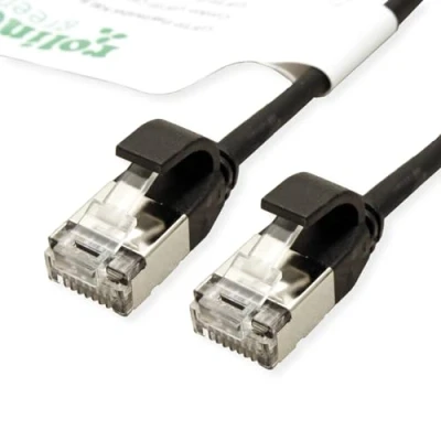 Afbeelding van ROLINE GREEN F/UTP DataCenter Patchkabel Cat.6A (Class EA), LSOH, extra dun, zwart, 2 m