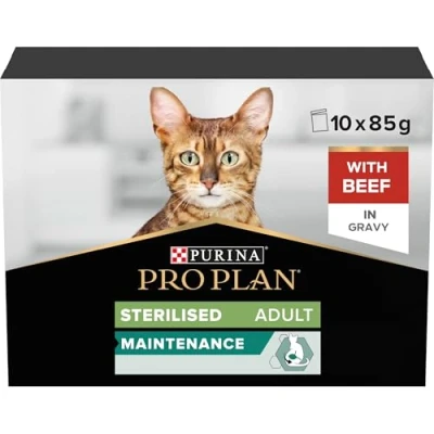 Afbeelding van Pro Plan Nutrisavour voer in rundsaus voor gesteriliseerde katten, 10 x 85 g.