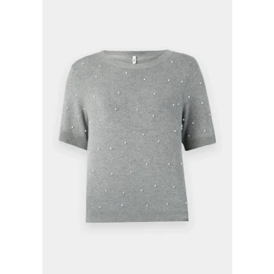 Afbeelding van ONLY Onlvenice LIFE SS Oneck KNT Tshirt print, Dames, Maat: Small, Light grey