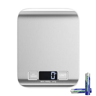 Afbeelding van Newaner Keukenweegschaal, 10 kg / 1 g, elektronische, roestvrijstalen digitale weegschaal met led display en tarra functie, precisieweegschaal, automatische uitschakelfunctie 6 maateenheden, wegen