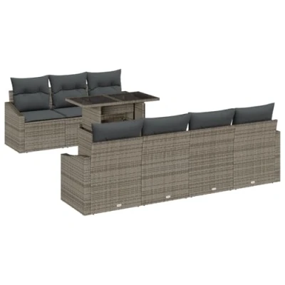 Afbeelding van vidaXL 8 delige tuin sofa set met kussens grijs poly rattan