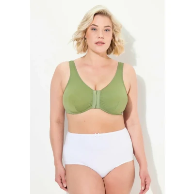 Afbeelding van Ulla Popken grote maten plus size bustier, voorsluiting, C/D cup, E/F mosgroen, 85D