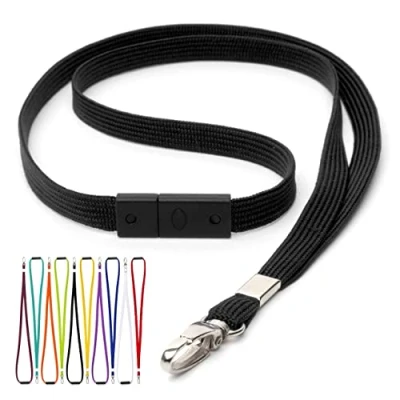 Afbeelding van CKB LTD Breakaway veiligheidskoord nekband draaibare metalen clip voor ID kaarthouder met Quick Pull Release Design Lanyards Bulk Pack van 100 stuks (zwart)
