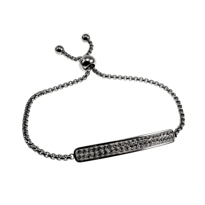 Afbeelding van 15 tot 20cm Armband Dames RVS Jasseron Schakelarmband met Schitterende Steentjes Plaat Verstelbaar Schuifsluiting