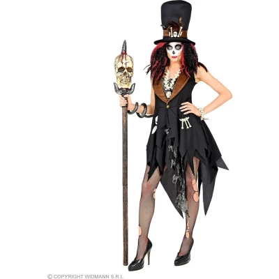 Afbeelding van Widmann Heks &amp; Spider Lady Voodoo Duistere Religie Kostuum Leidster Van Zwarte Priesteres Vrouw Bruin, Zwart Large Halloween Verkleedkleding