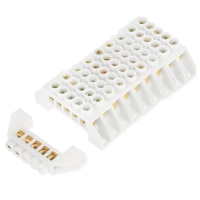 Afbeelding van DEWIN Klemblok, verdeelkast, aftakklemmen, 10 delig, 5 gaats brug, elektrische verdeling, draadschroef, messing, aansluitblok, connector voor verdeelkast