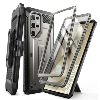 Afbeelding van SUPCASE Unicorn Beetle Pro Hoesje Geschikt voor de Samsung Galaxy S24 Ultra Stofdichte Case Met Ingebouwde Screenprotector Full Protect valbescherming Holster en Kickstand Grijs