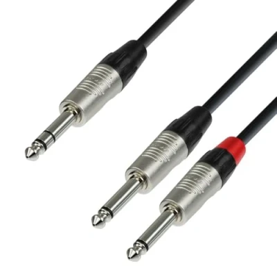 Afbeelding van Adam Hall 4 Star Series Rean Instrumentkabel 2 x 6,3 mm jack naar monojack 3 m