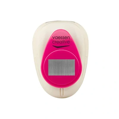 Afbeelding van Vaessen Creative Motiefpons, rechthoekig, 2,5 cm, medium stans, motiefperforator, 1 stuk, tot 160 g/m², voor knutselen met papier en scrapbooking, wit/roze, 1,2 x 2,2 cm