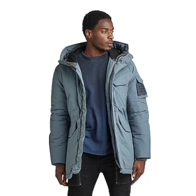 Afbeelding van G Star RAW heren Vodan gewatteerde jas met klepzakken in de kleur Staalblauw, maat: XL