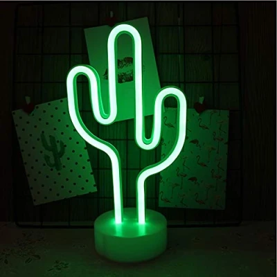Afbeelding van Neon Light Sign LED Wall Decor Nachtlampje USB/Batterij aangedreven voor Kerst Verjaardagscadeau Party Kids Woonkamer Bruiloft (Cactus)