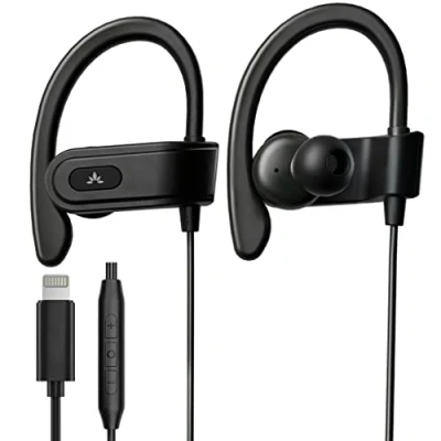 Afbeelding van Avantree L171 kabel oordopjes met Lightning aansluiting [MFi zert.], microfoon en volumeregelaar, over ear beugel voor sport, hoofdtelefoon compatibel iPhone14 13 12 11, ondersteunt alle