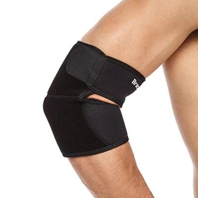 Afbeelding van BraceUP elleboogbandage bij tennisarm en tendinitis, verstelbare met klittenbandsluiting voor mannen vrouwen, pijnverlichting peesontsteking golferelleboog