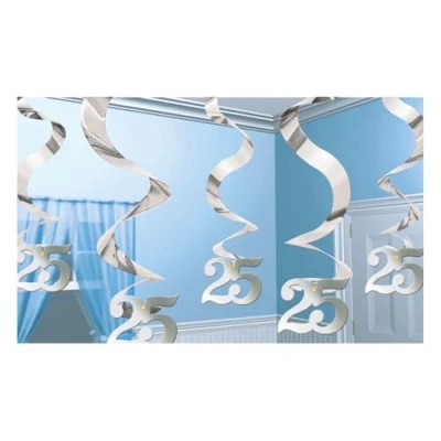 Afbeelding van Decoratie swirl 25 jaar zilver getrouwd 5 stuks