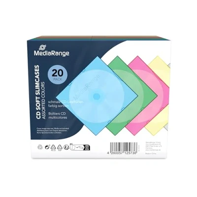 Afbeelding van MediaRange Colour Slim CD Cases voor 1 CD, 20 stuks, 5 kleuren