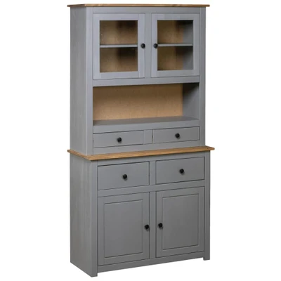 Afbeelding van Hoge Kast Panama Range 93X40,5X180 Cm Massief Grenenhout Grijs