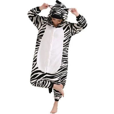 Afbeelding van Zebra Onesie Verkleedkleding Volwassenen &amp; Kinderen S (145 159 cm)
