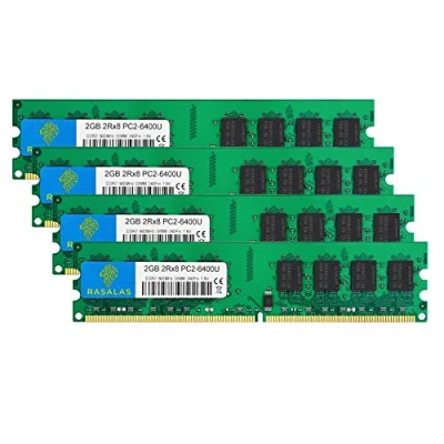 Afbeelding van Rasalas DDR2 800 PC2 6400 8GB Kit (4x2GB) Udimm 2GB RAM 2RX8 1.8V CL6 Niet ECC ongebufferde desktop geheugenmodules