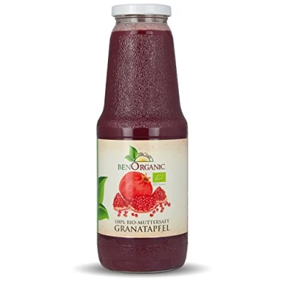 Afbeelding van BenOrganic 12 x 1 liter biologisch granaatappelsap, 100% moedersap uit gecontroleerde biologische teelt, direct sap, troebel
