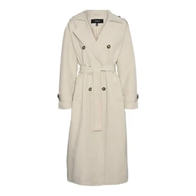 Afbeelding van VERO MODA Dames VMCHLOE lange trenchcoat GA NOOS jas, havermout, L, L