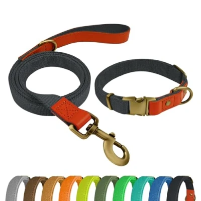 Afbeelding van QRDA Hondenhalsband en Riem Set Blauw Zwart Gepersonaliseerde Verstelbare Tactische voor Honden Kleine Middelgrote Grote